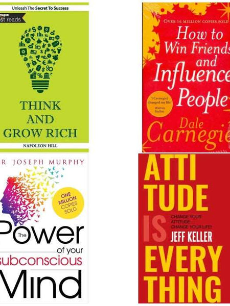 4 Book set ( Think and grow rich , How to win friends and influence people ,subconscious mind , Attitude is everything )
