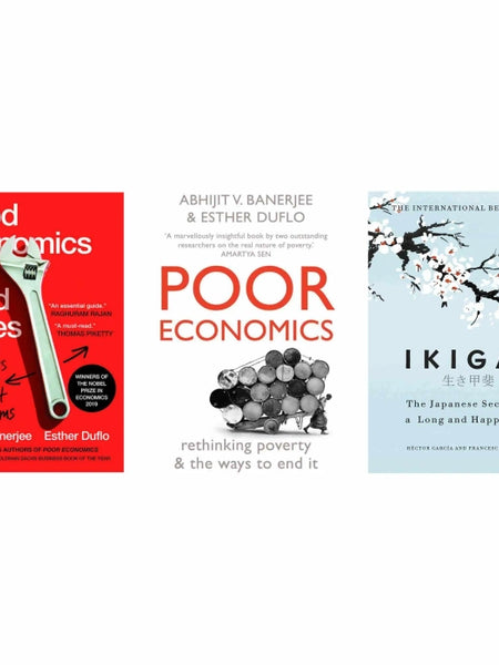 3 book set ( Good economics for hard times , Poor economics , Ikigai )