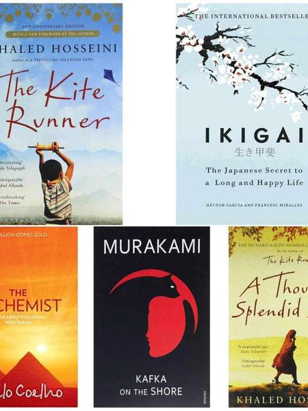 5 book set ( The kite runner , Ikigai , The alchemist , Kafka on the shore, Thousand splendid sun )