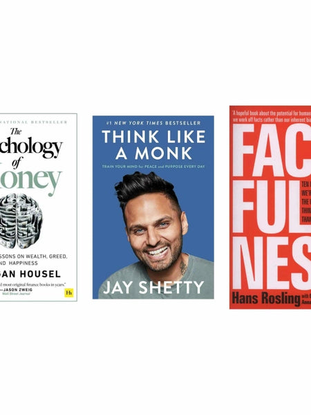3 Book set ( Psychology of money , Think like monk , Factfulness )