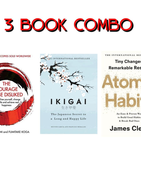 3 Book combo Atomic Habits, Ikigai and The courage to be Disliked