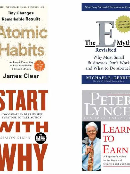 4 Book set ( Atomic Habits , The E myth , Start with why , Learn to earn )