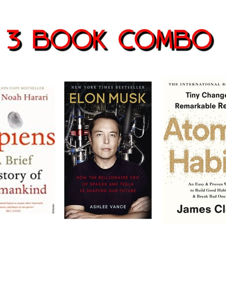 3 book set Atomic Habits , Sapiens and Elon Musk