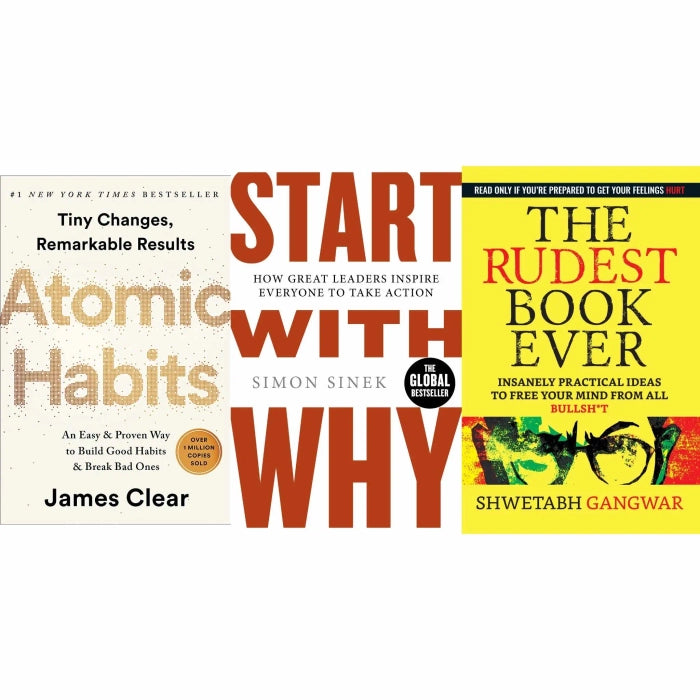 Atomic Habits , Start with why , The rudest book ever 3 Book Set