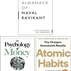 3 Book Set Collection Atomic Habits + The Almanack Of Naval Ravikant + The Psychology of Money