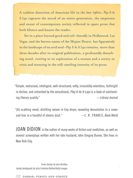 Play It As It Lays: A Novel (FSG Classics) by Joan Didion and David Thomson
