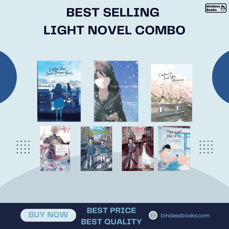 Best Selling Light Novel Combo include I Had That Same Dream Again, 5 Centimeters per Second, I Want to Eat Your Pancreas, My Happy Marriage, To Me, The One Who Loved You, To Every You I've Loved Before and She and Her Cat