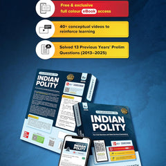 Indian Polity Courseware (English), 8e by M Laxmikanth for UPSC 2026 | 40+ Conceptual Videos | Colour eBook | Solved 13 Years Prelims PYQs (2013-25) | 12 Years Main Exam Questions | Practice Questions
