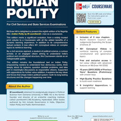 Indian Polity Courseware (English), 8e by M Laxmikanth for UPSC 2026 | 40+ Conceptual Videos | Colour eBook | Solved 13 Years Prelims PYQs (2013-25) | 12 Years Main Exam Questions | Practice Questions