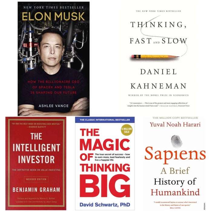 5 book set ( Elon Musk , Thinking fast and slow , The intelligent inve ...
