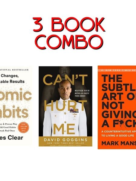 3 book combo Can't hurt me , the Subtle art of not giving a fuck and Atomic Habits