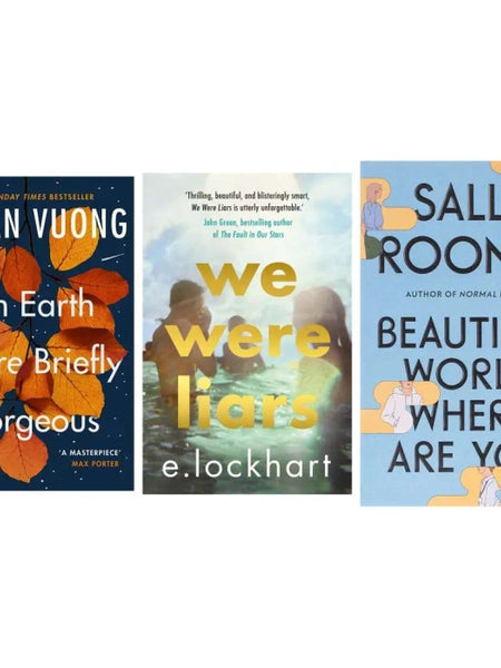 3 books set Combo On Earth We're Briefly Gorgeous, Beautiful World, Where Are You, We Were Liars