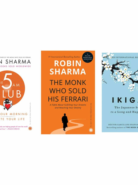 3 book set ( 5 am club , the monk who sold his Ferrari , Ikigai )