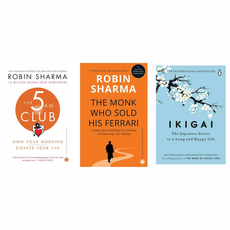 3 book set ( 5 am club , the monk who sold his Ferrari , Ikigai )