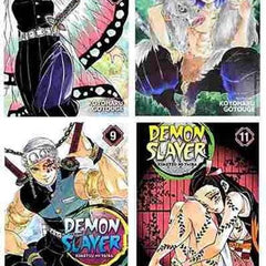 4 Manga Books Set Collection ( Demon Slayer ) vol 6,7,9,11