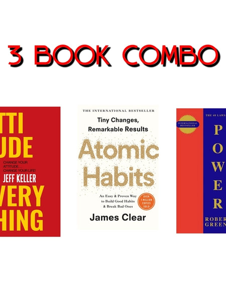 3 books combo Atomic Habits, The 48 laws of power and attitude is everything