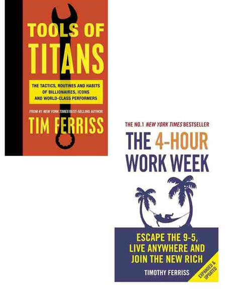 2 Book Set Collection Tools of Titans + The 4-Hour Work Week
