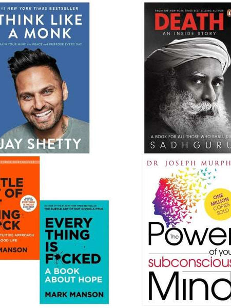 5 book set ( Think like a monk , Death , The subtle art of not giving Fuck , Everything is fucked , The power of subconscious mind)